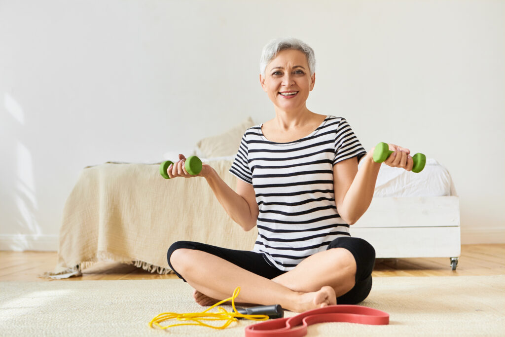 Energetic sporty female pensioner choosing healthy active lifestyle